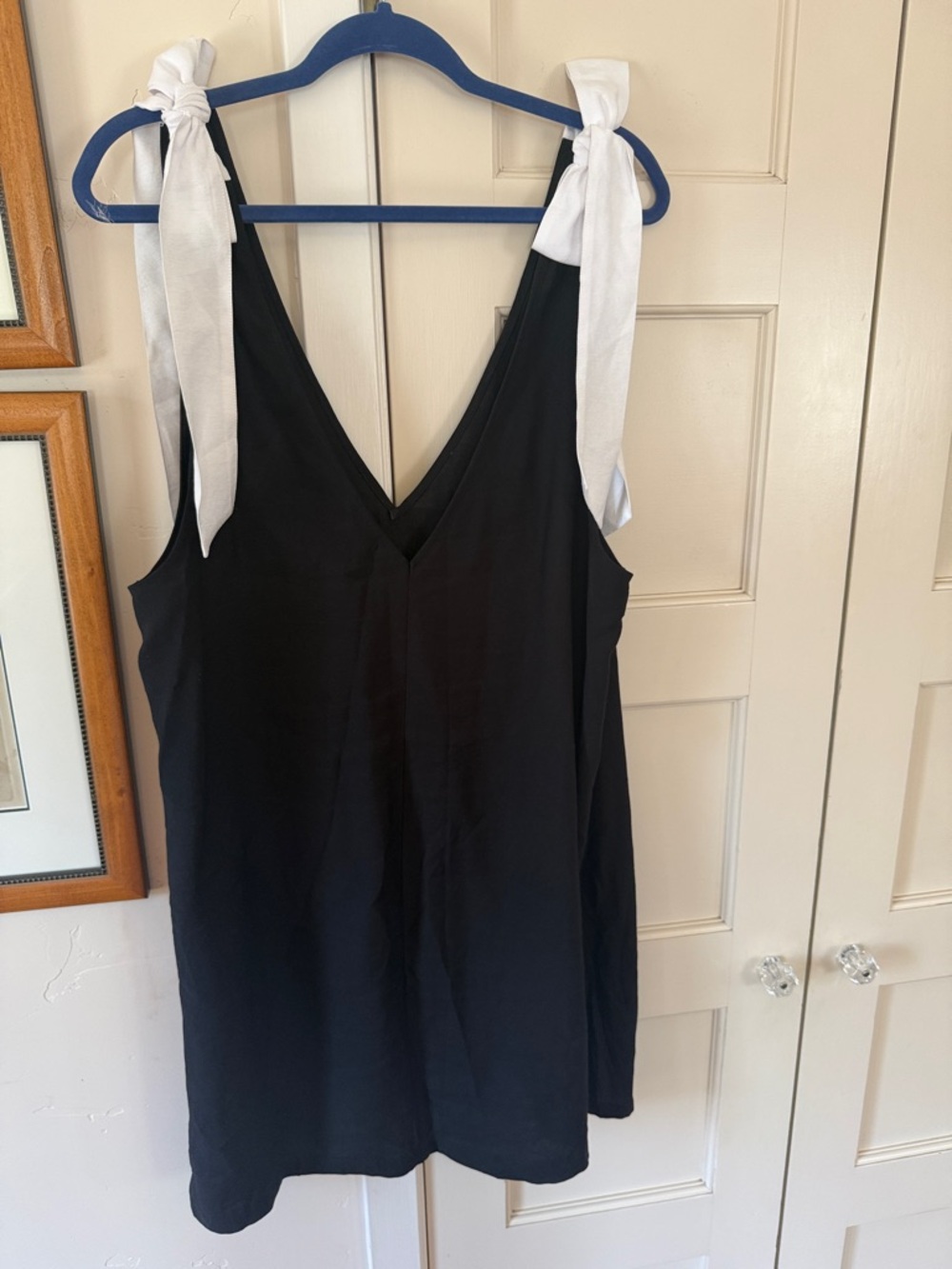 H&M Black Mini Dress with White Tie Straps